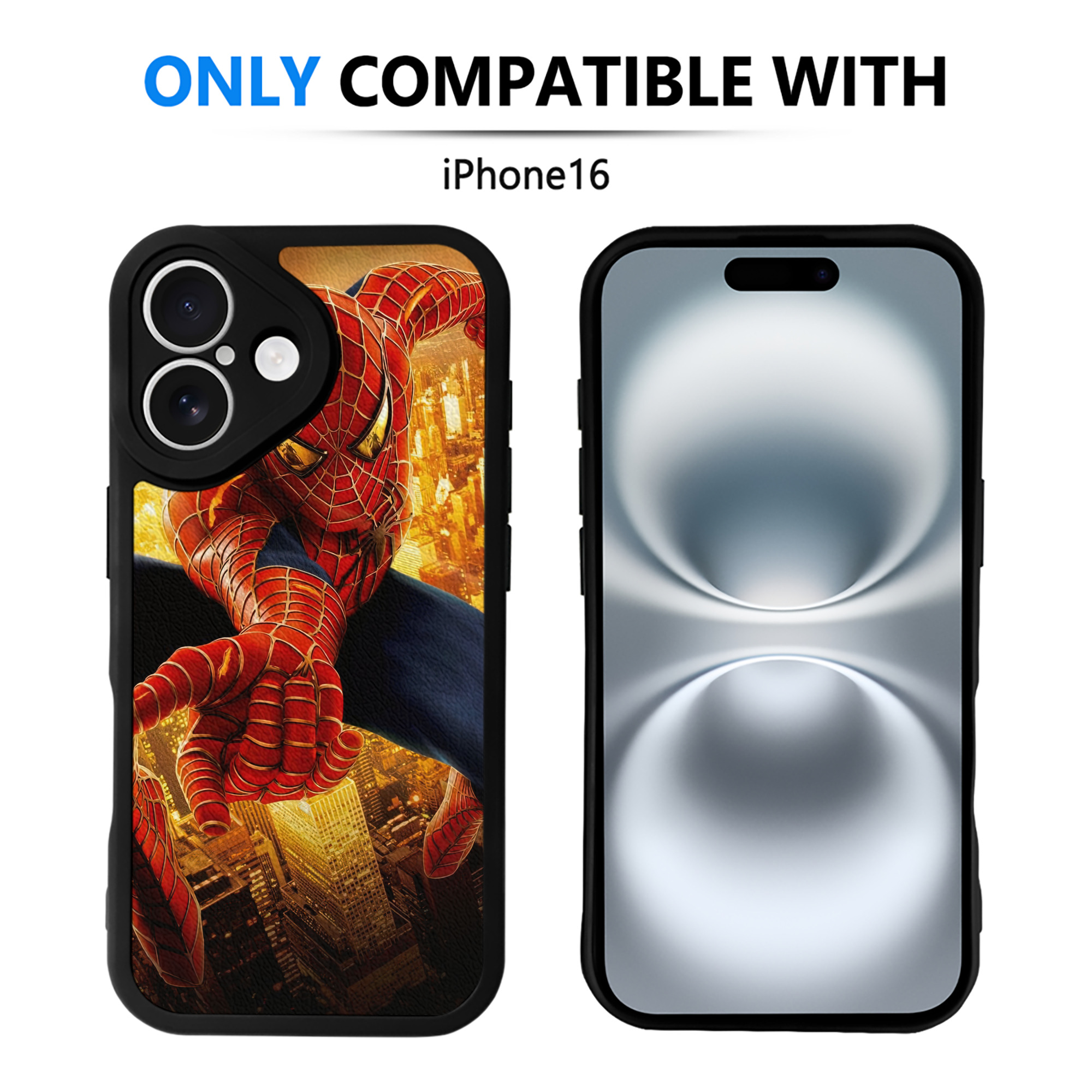 （画像用） Spider Man スパイダーマン 【iPhone 16シリーズ対応】シリコンスマホケース（レザー調） 材質：シリコン